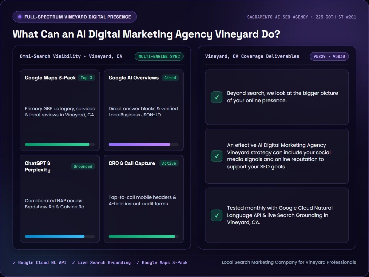 What Can an AI Digital Marketing Agency Vineyard Do? — Sacramento AI SEO Agency