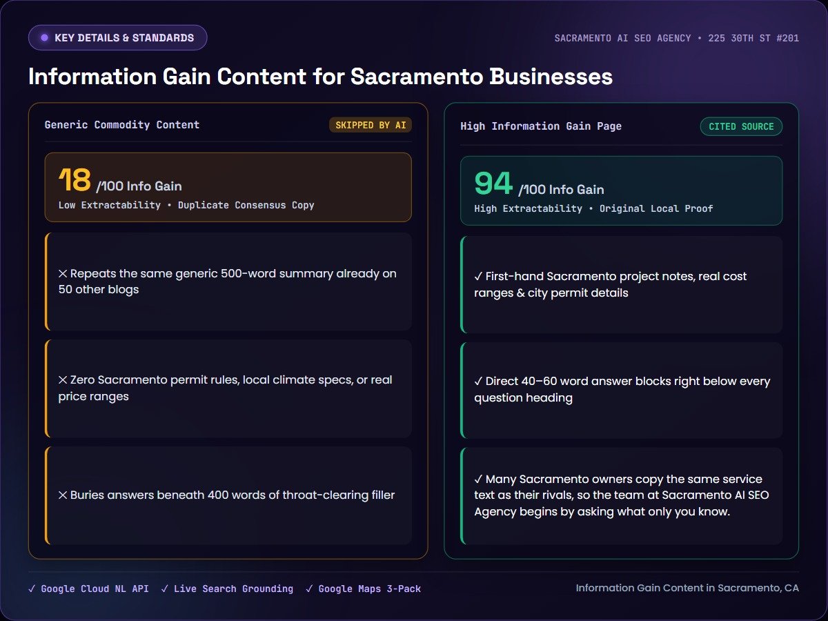 Information Gain Content for Sacramento Businesses — Sacramento AI SEO Agency